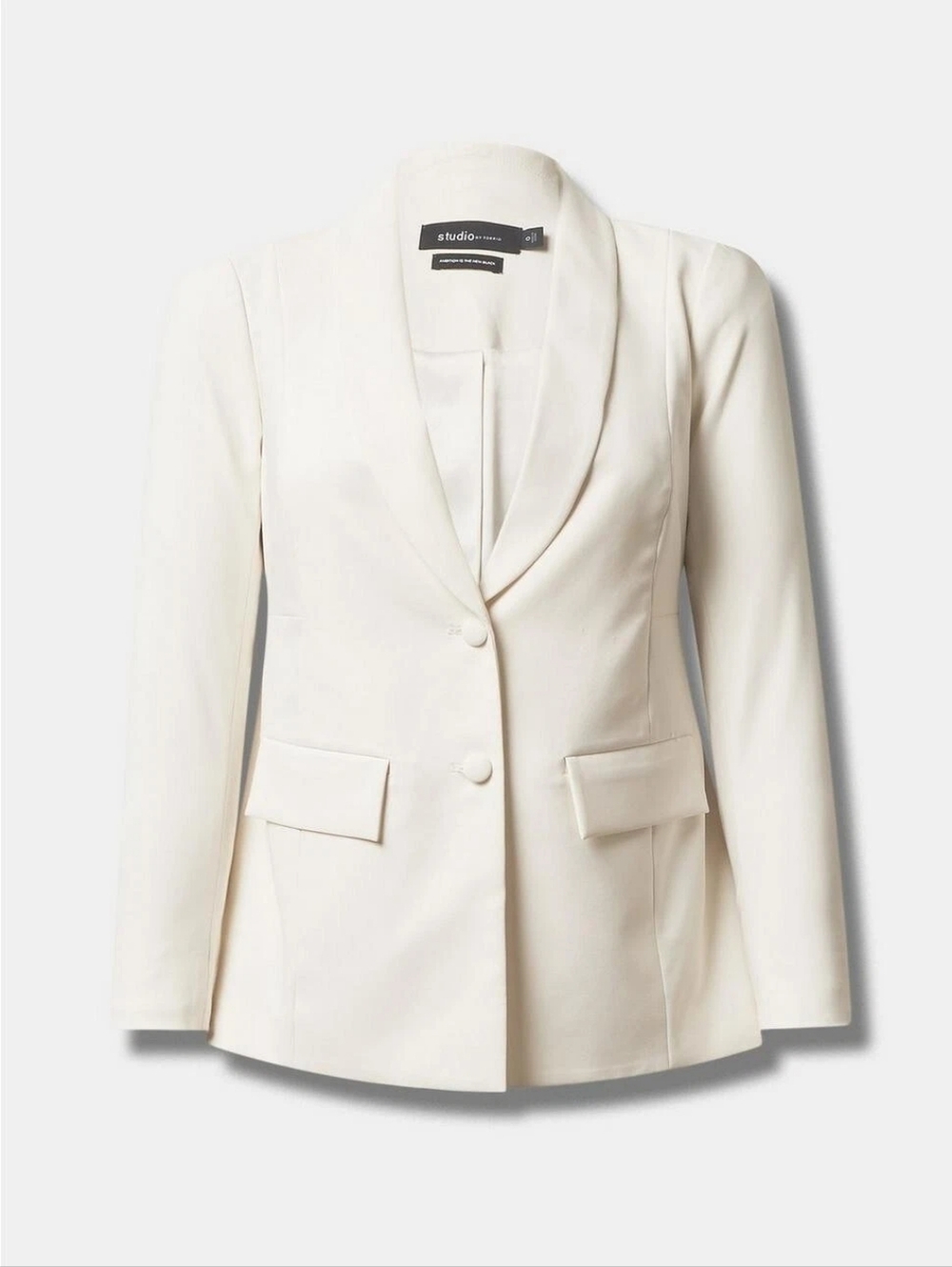 torrid Soho Studio Refined Crepe Blazer Cream Shawl Collar Blazer  *Nwt* - Picture 2 of 16